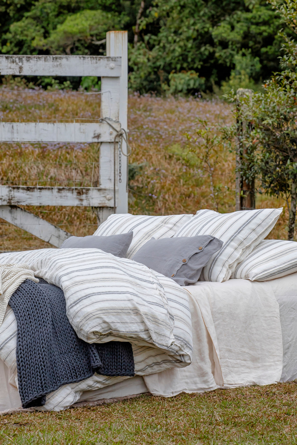 Darcy Stripes Euro Sham - Grey and Beige Stripes