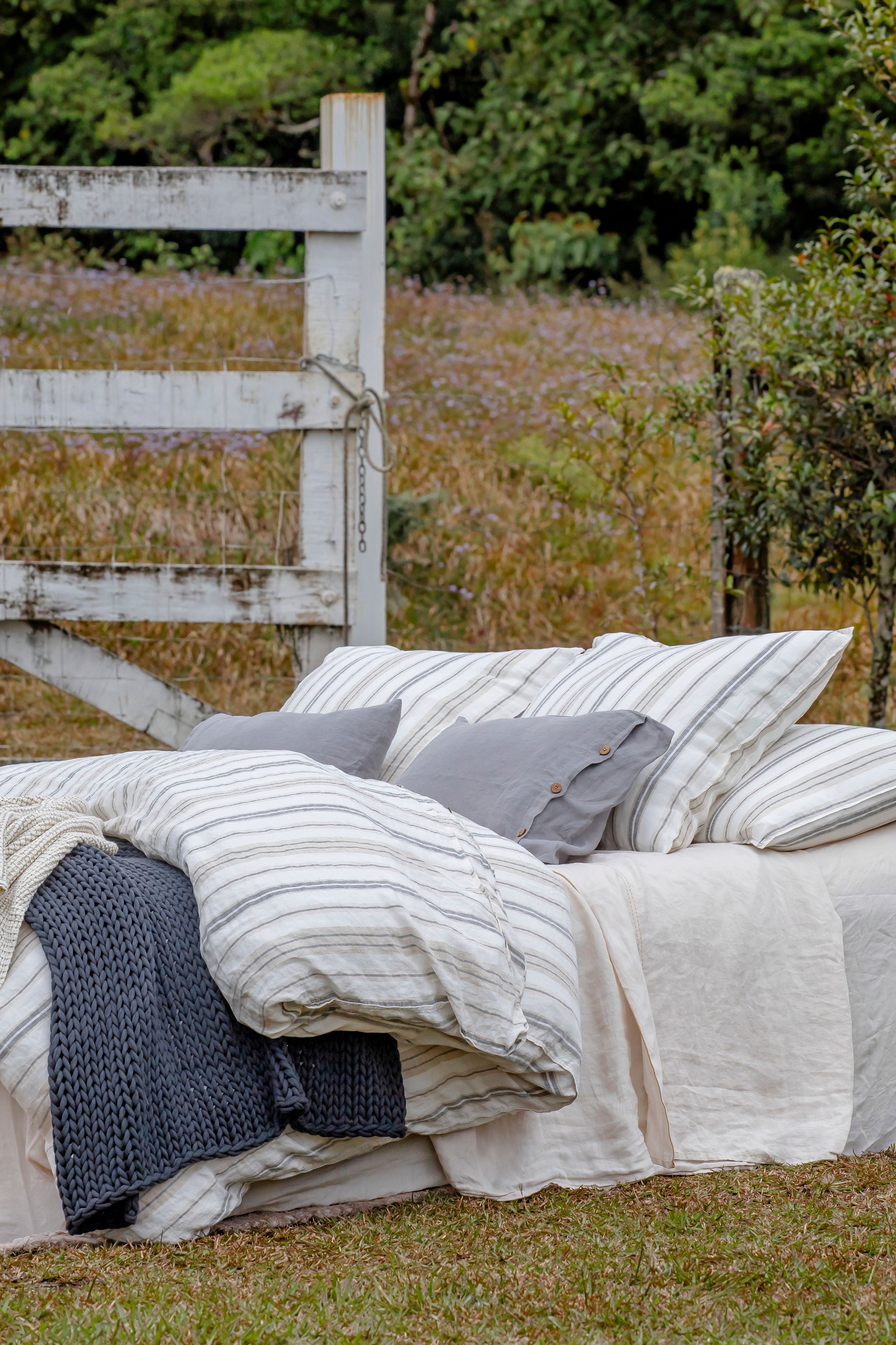 Darcy Stripes Euro Sham - Grey and Beige Stripes