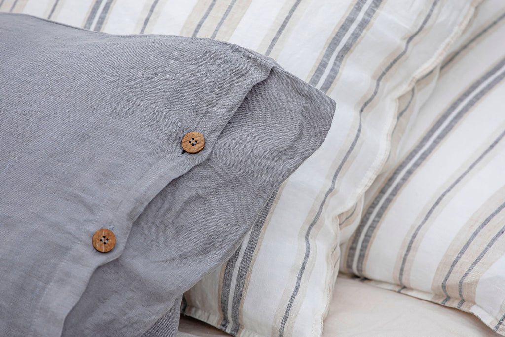 Darcy Stripes Euro Sham - Grey and Beige Stripes