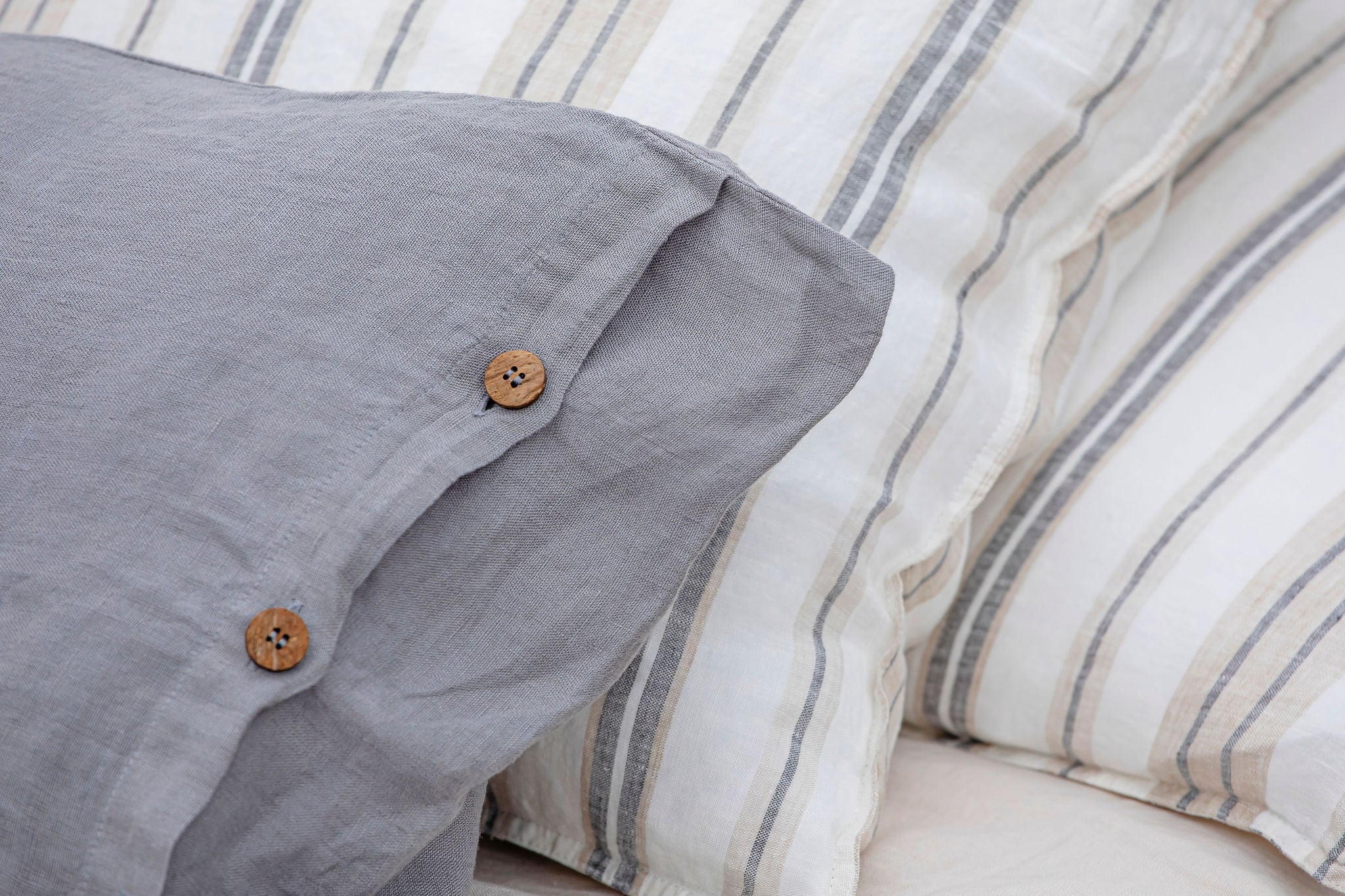 Darcy Stripes Euro Sham - Grey and Beige Stripes