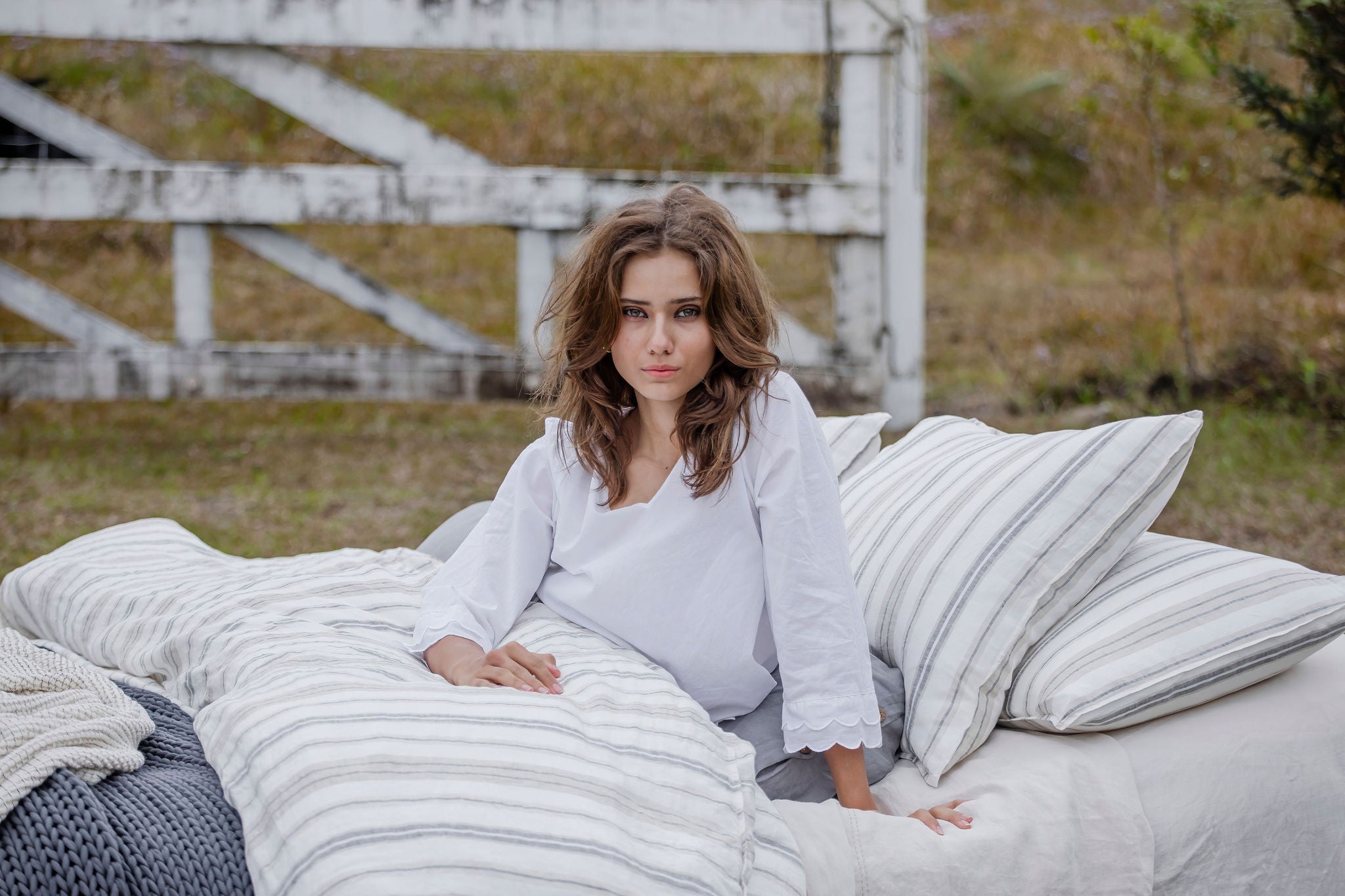 Darcy Stripes Euro Sham - Grey and Beige Stripes