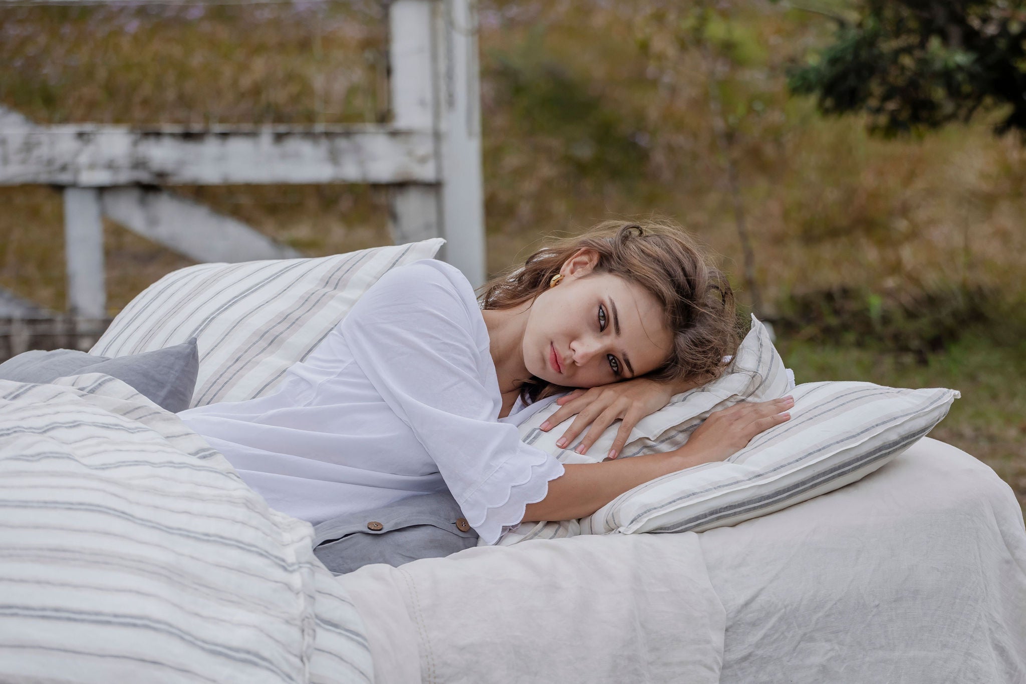 Darcy Stripes Euro Sham - Grey and Beige Stripes