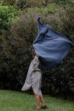 Coal Blue Trama Throw