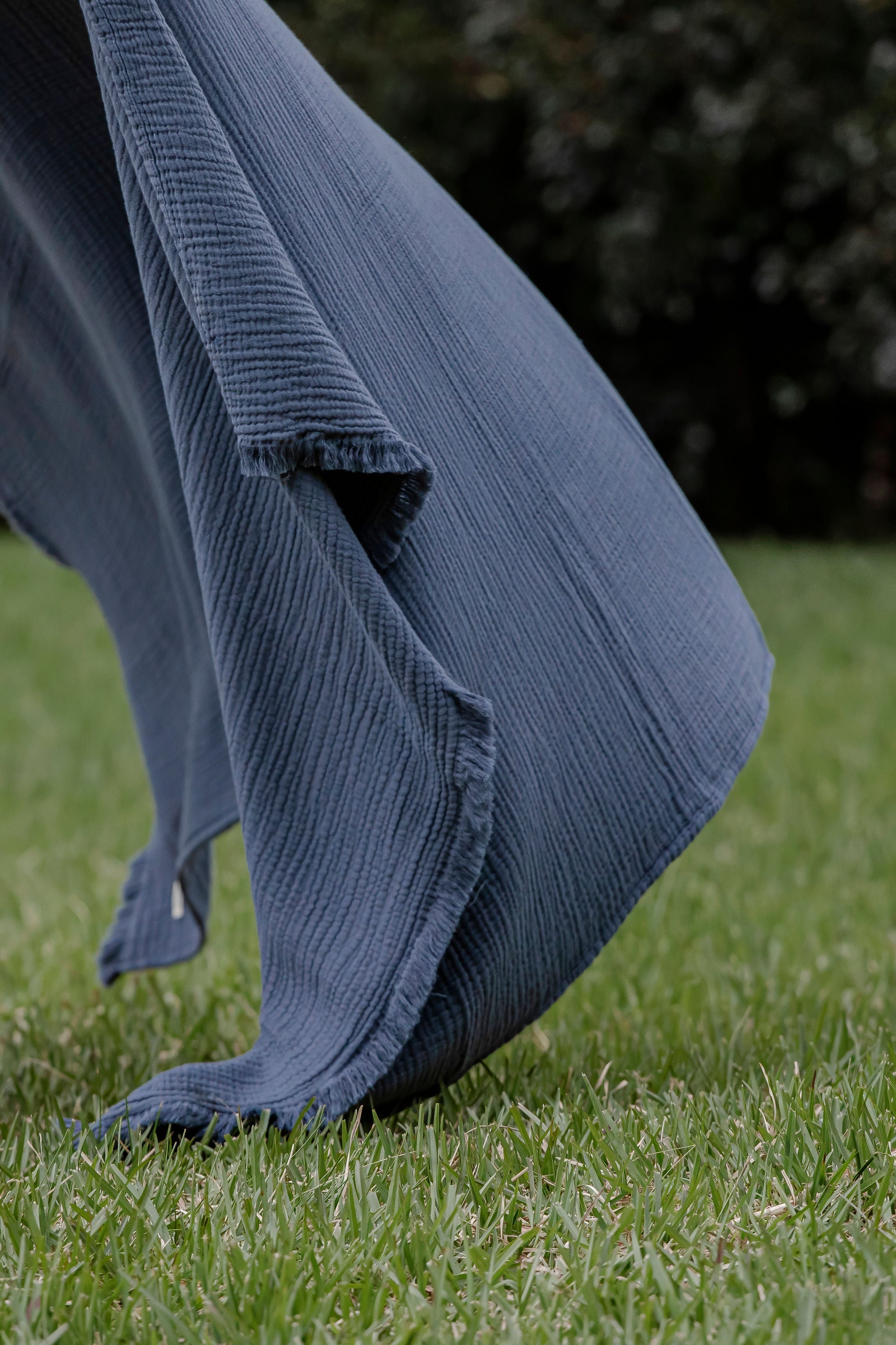 Coal Blue Trama Throw