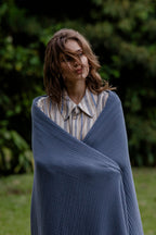 Coal Blue Trama Throw