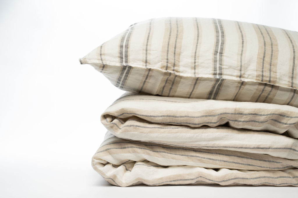 Darcy Stripes Euro Sham - Grey and Beige Stripes