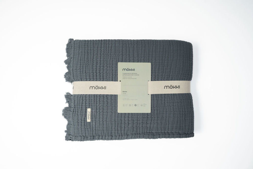 Coal Blue Trama Throw