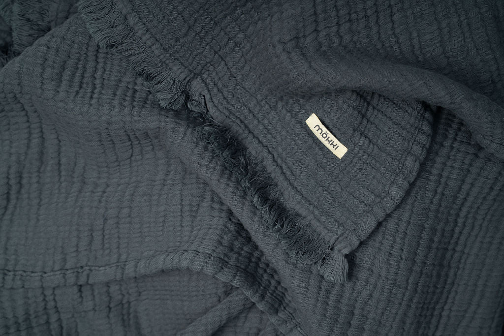 Coal Blue Trama Throw